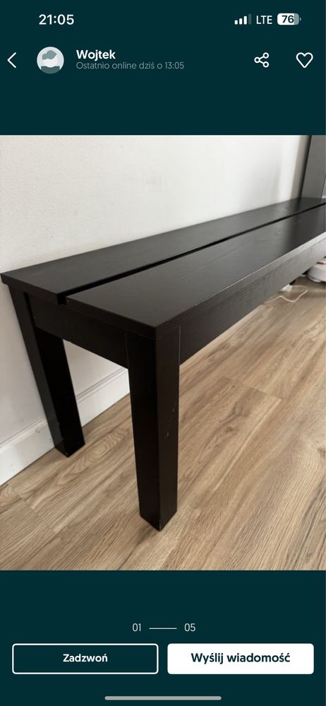 Lawka ikea czarna 158/36/45 stan bardzo dobry