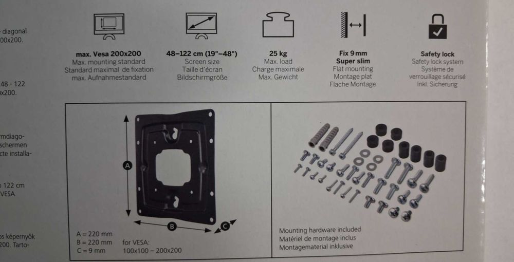 THOMSON Uchwyt Ścienny Do TELEWIZORA 19-48" zestaw 3 szt