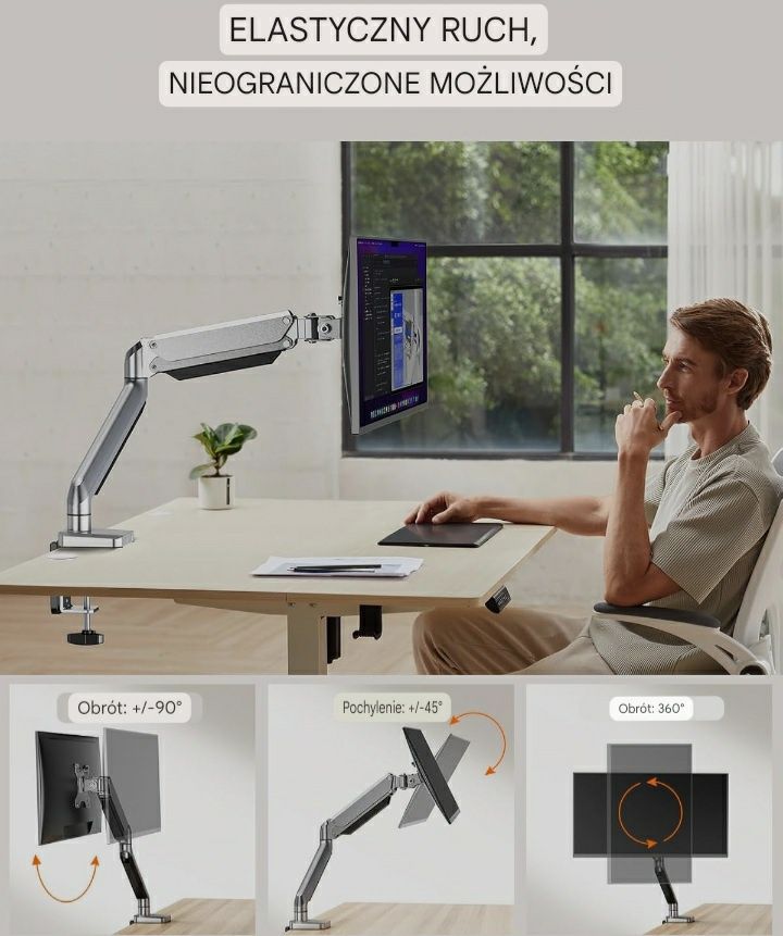Uchwyt stojak do monitora 13-32" max 8 kg aluminiowy