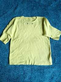 Limonkowy zielony sweterek bluzka z wiskozy z krótkim rękawem