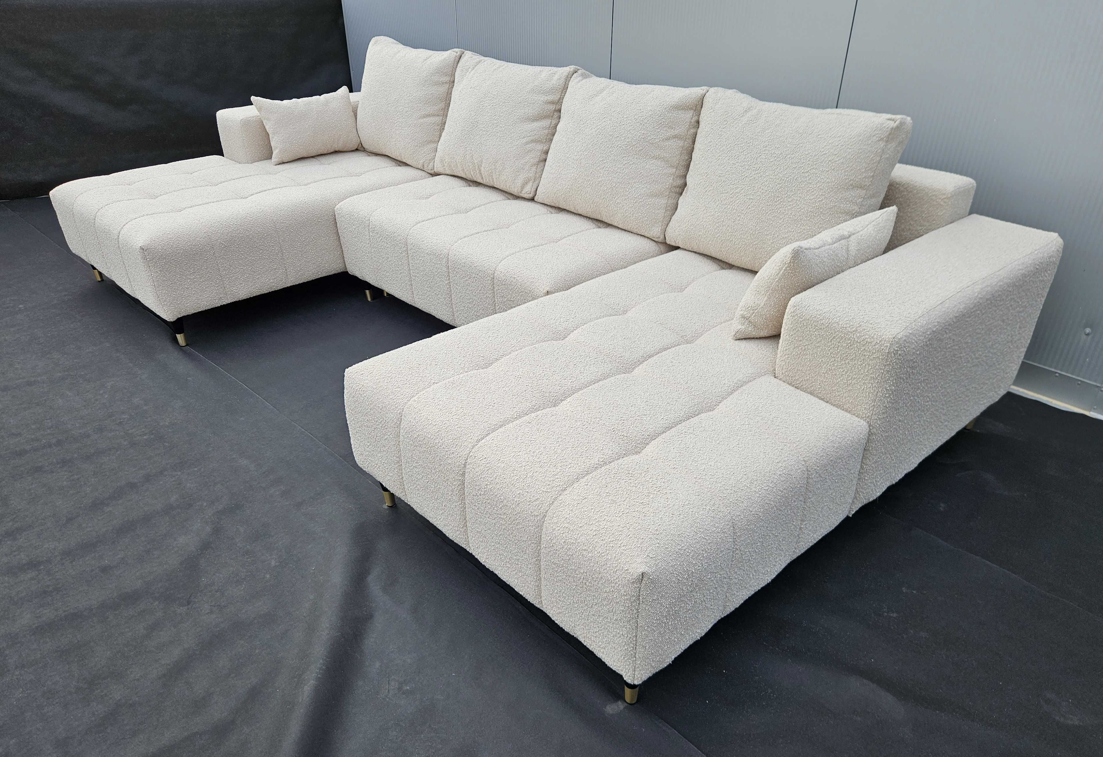 Stylowy narożnik MAGNUM z funkcją spania w eleganckiej tkaninie boucle