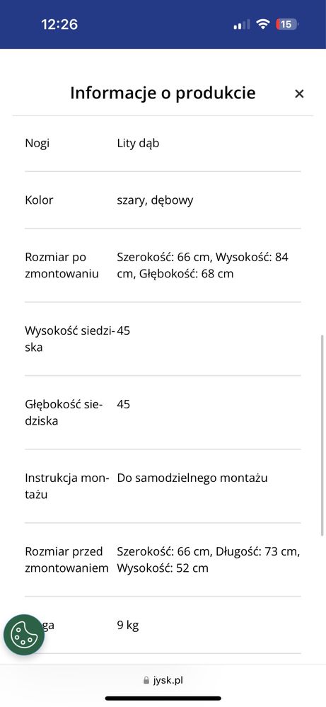 Fotel szary z drewnianymi nogami UDSBJERG Jysk