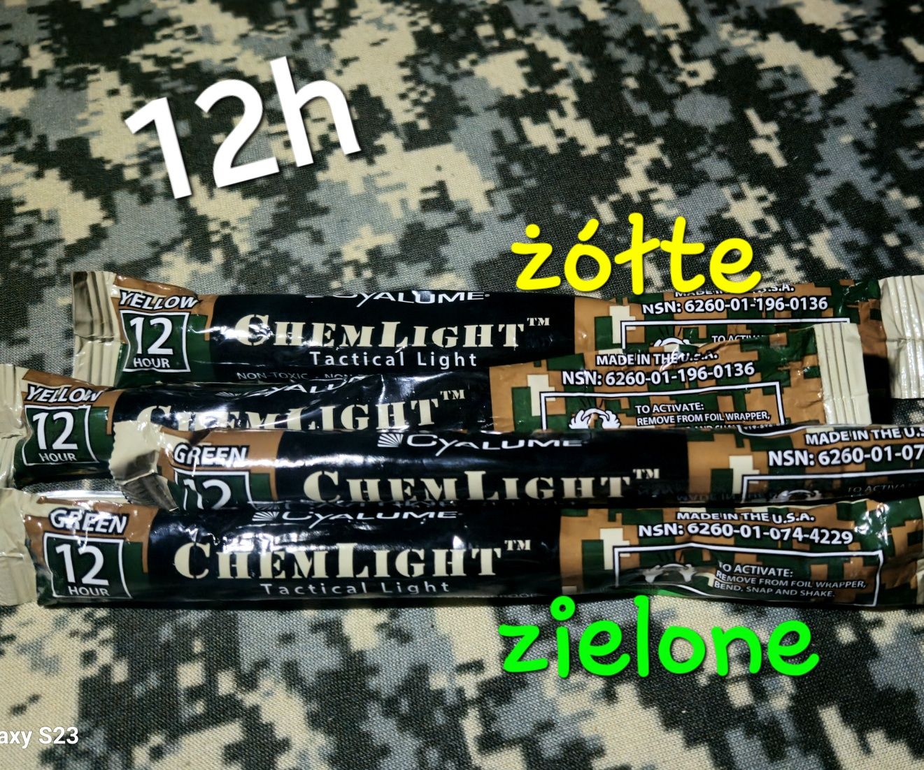 Światło chemiczne Cyalume ChemLight o średnicy 15 cm- 5 kolorów