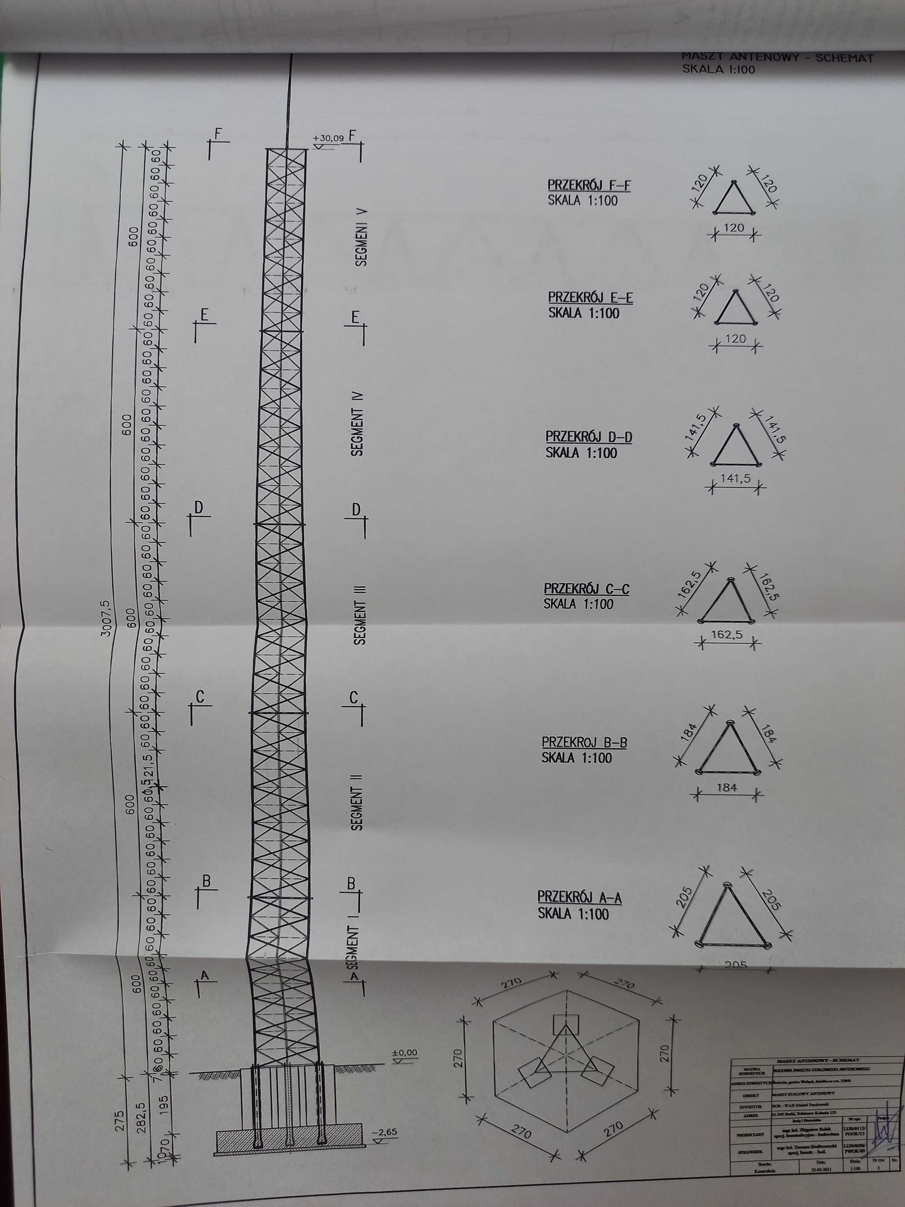 wieża telekomunikacyjna maszt 36 m