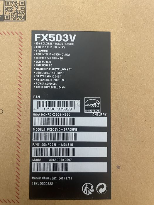 Portatil ASUS Gaming FX530V
