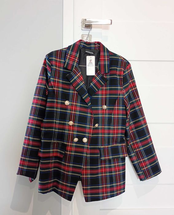 Marynarka żakiet damska w kratę Święta r 38/40