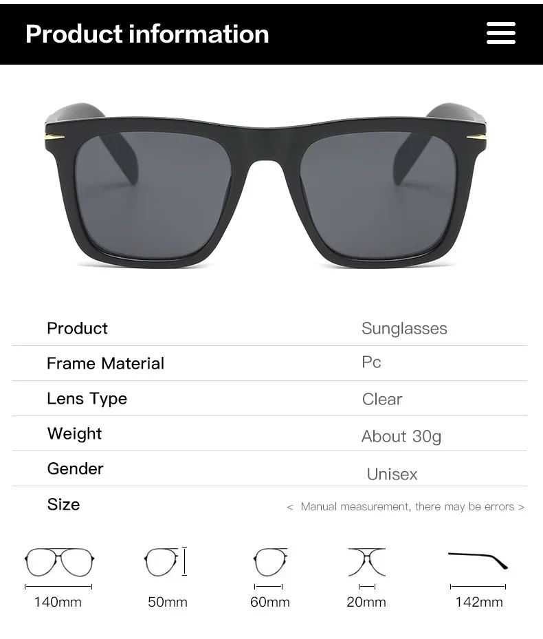 Сонцезахисні окуляри Classic Men's Square UV400 Beckham Style