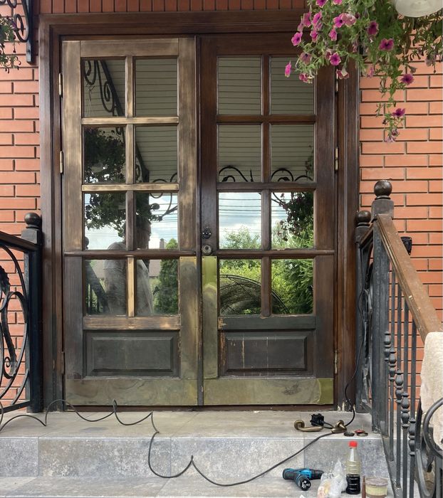 Ремонт фасадов мебели дверей мойка из дерева раковина мийка з дерева