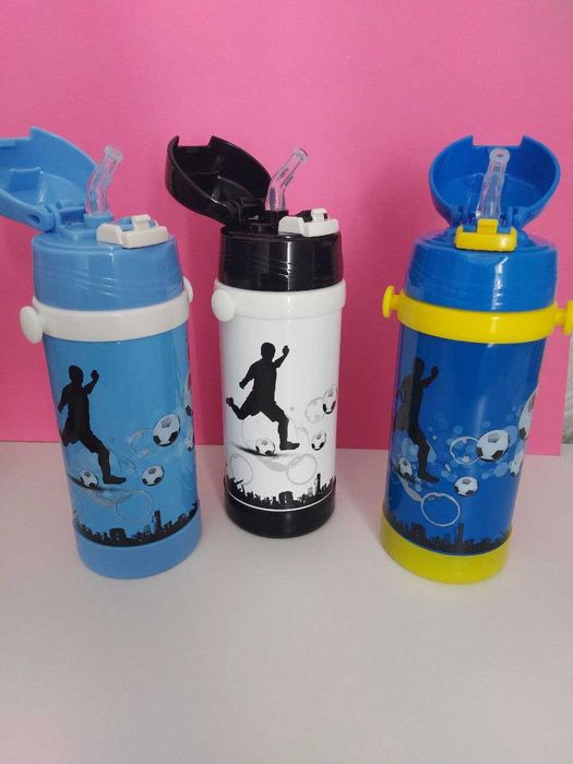 Дитячий термос з трубочкою та ремінцем 320 мл