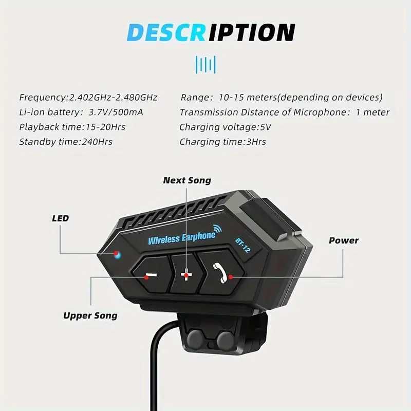 NOWE - Głośniki z mikrofonem do kasku Motocyklisty Bluetooth