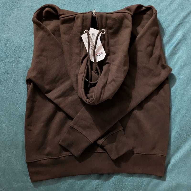 Pull & Bear Zip-Up Hoodie Castanho XS
