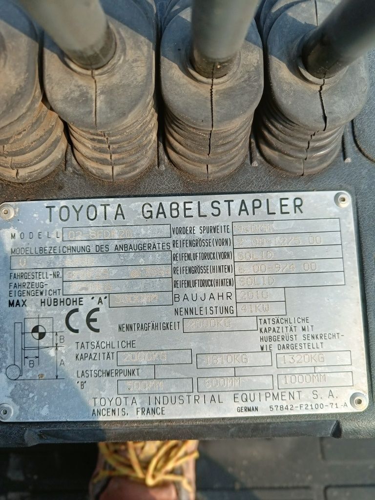 Toyota tonero 8fdf20 wózek widłowy