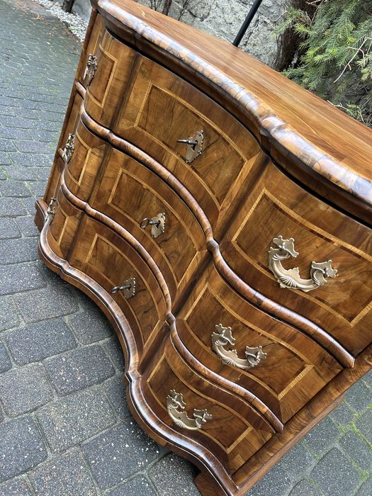 Antyczna Komoda Barokowa XVIII Wiek Intarsja Ludwik Po Renowacja