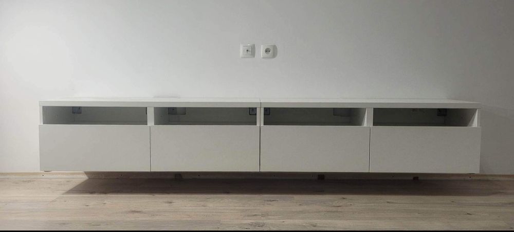 Szafki RTV Ikea Besta 2 szt po 120 cm białe z szufladami