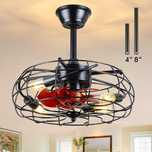 Wentylator sufitowy typu farmhouse z pilotem, 4 żarówkami LED