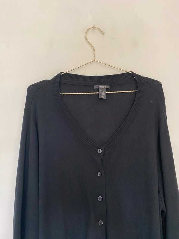 czarny sweter kardigan H&M plus size 46 ciążowy basic sweterek