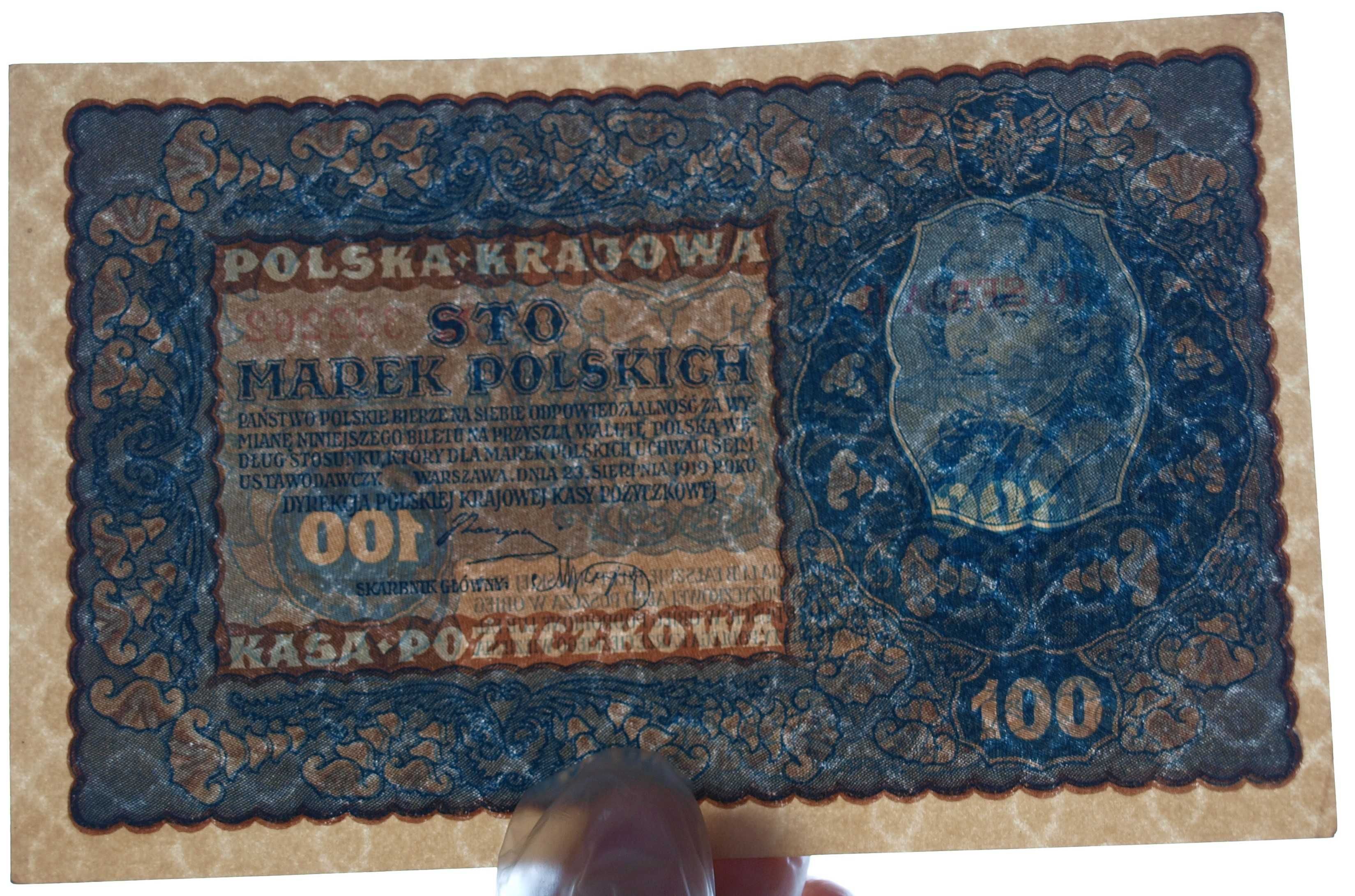 Banknot 100 marek polskich 1919r. (stan II+) + gratis