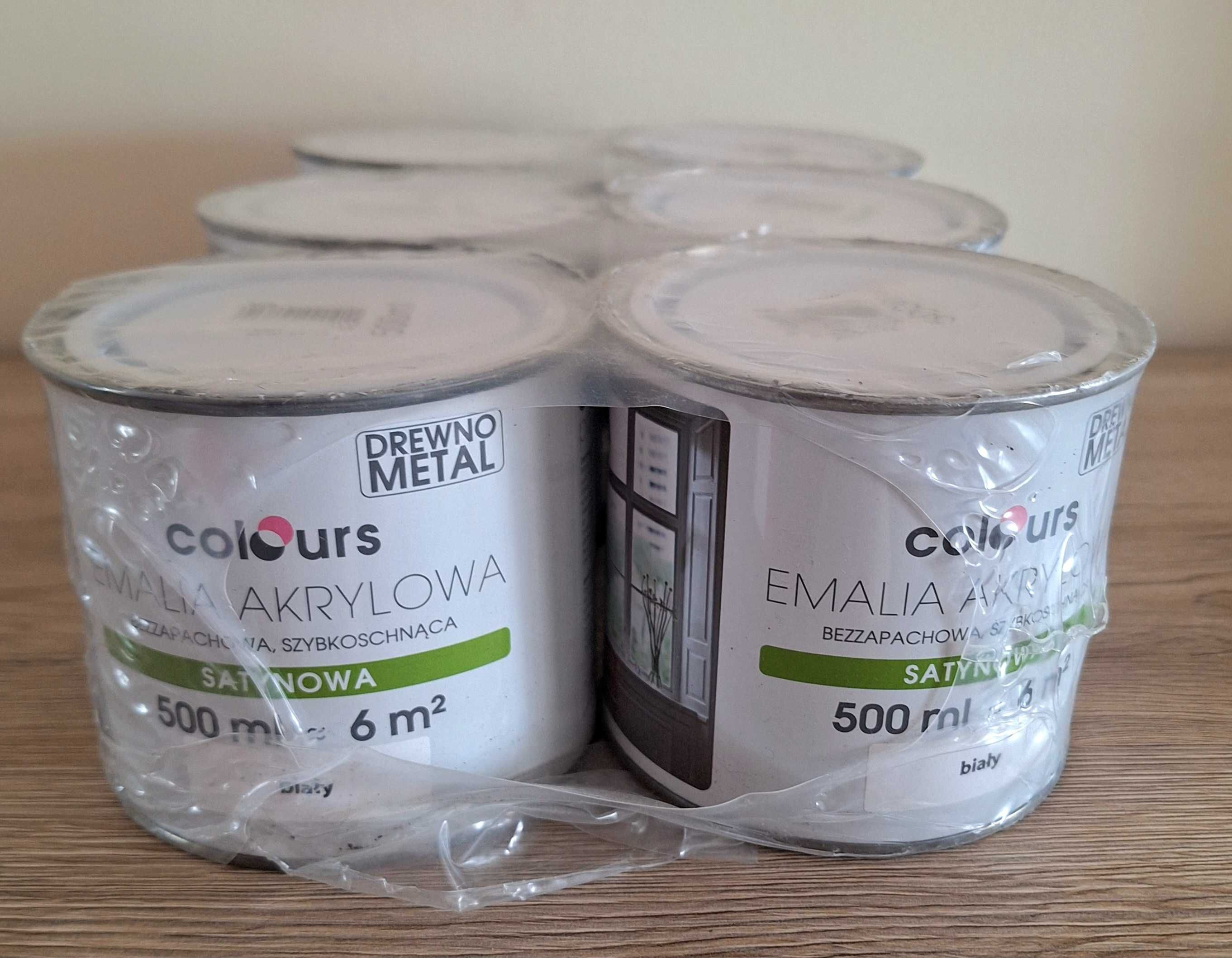 Emalia akrylowa satynowa Biały 500 ml x6 szt. Nowe