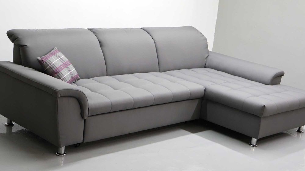 TIX Narożnik funkcja spania szara tkanina kanapa rogówka sofa oparcie