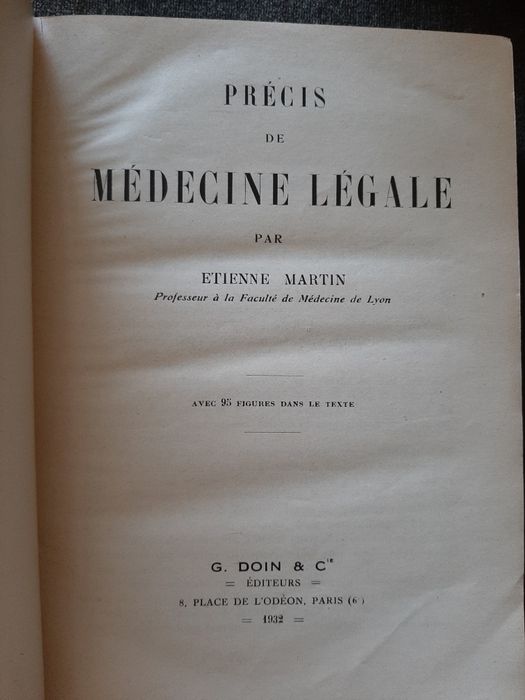 Précis de Médecine Légale, Etienne Martin