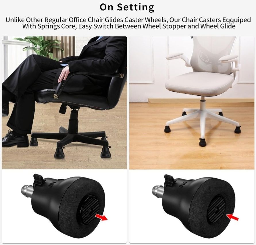 Ślizgacze zamienne (Bell Glides) do krzeseł biurowych, zestaw 5 sztuk