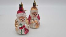 2x Mikołaj Bombka szklana Vintage Retro PRL ręcznie malowana