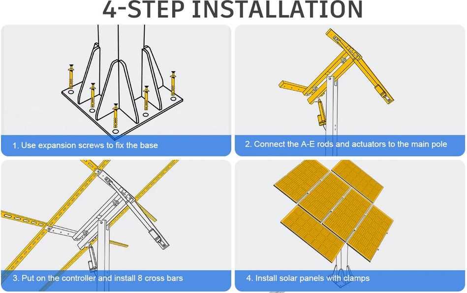 Estrutura Seguidor Solar de Eixo Duplo Completa