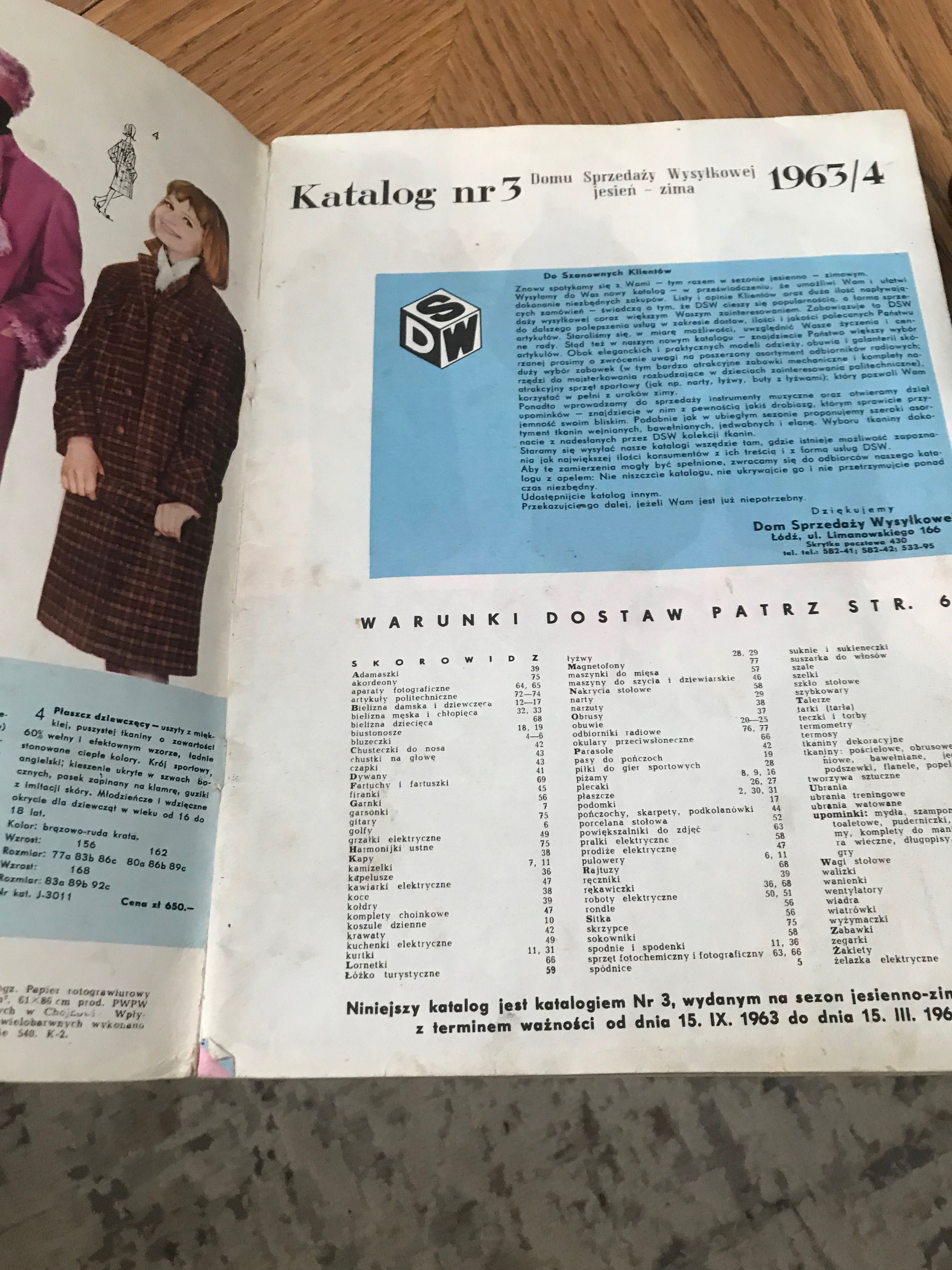 Stary Katalog DSW Łódź 1963 rok Dom Sprzedaży Wysyłkowej w Łodzi