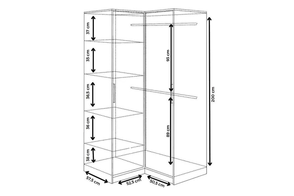 Szafa narożna Bali z opcją nadstawki (6 kolorów) Darmowa dostawa