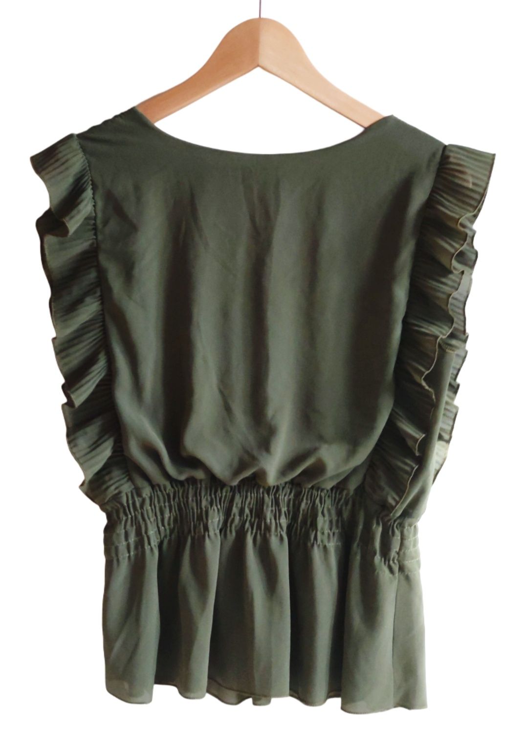 Elegancka bluzka bez ramion w kolorze khaki