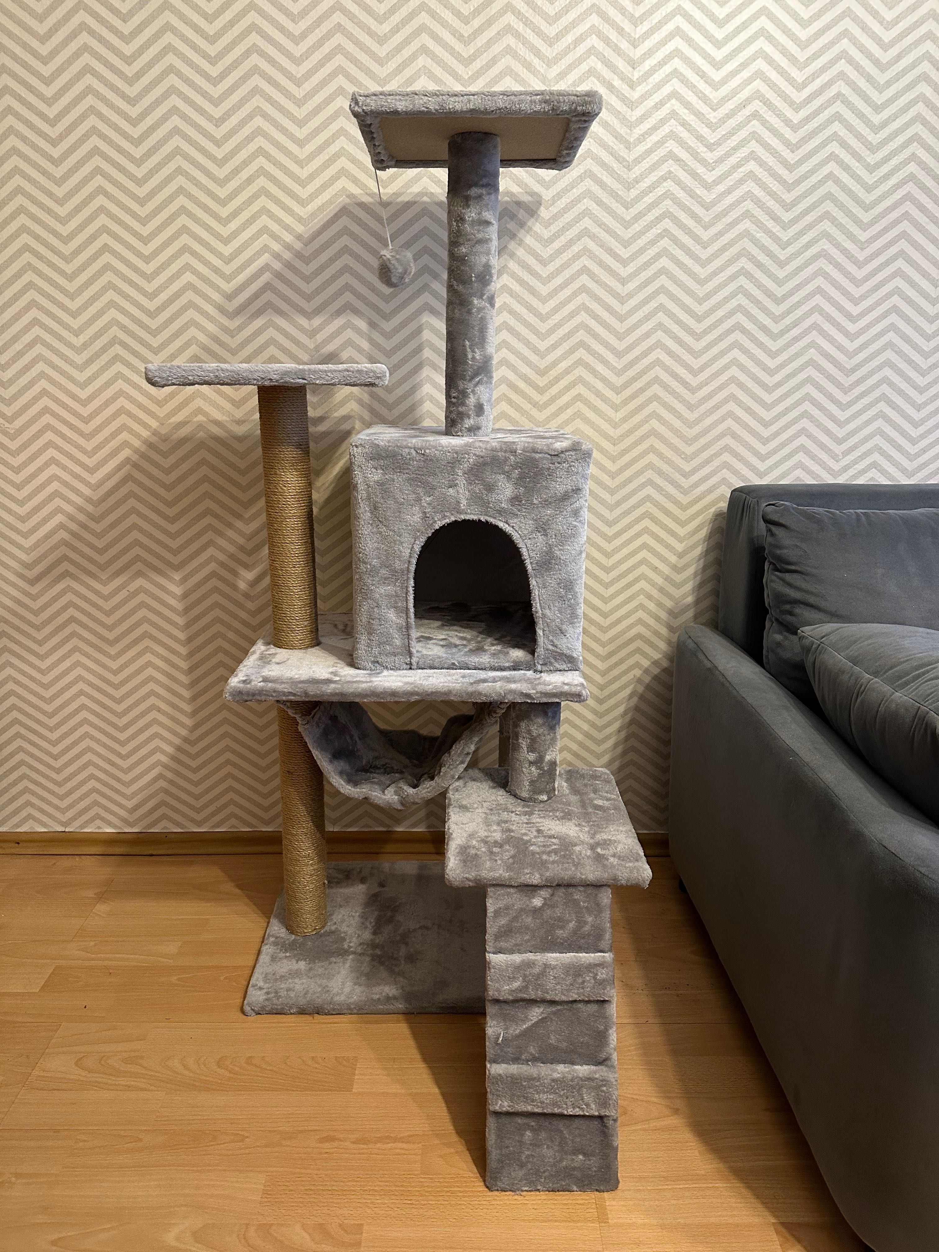 Drapak dla kota 6poziomów 125cm z: drabinką domkiem hamakiem piłeczką