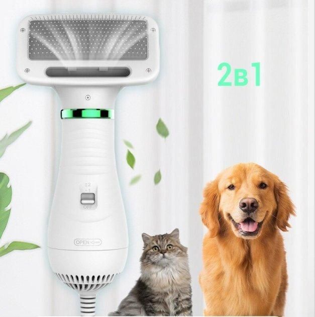 Щётка фен для шерсти собак и кошек 2в1 PET Grooming Dryer WN-10 массаж