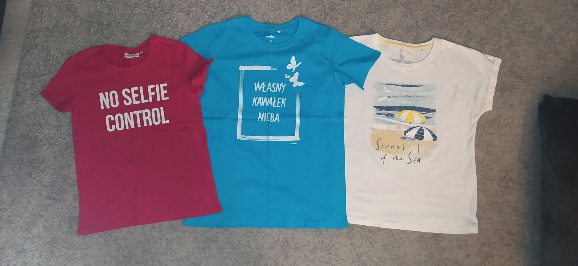Trzy nowe t-shirty r. 146/152 zestaw