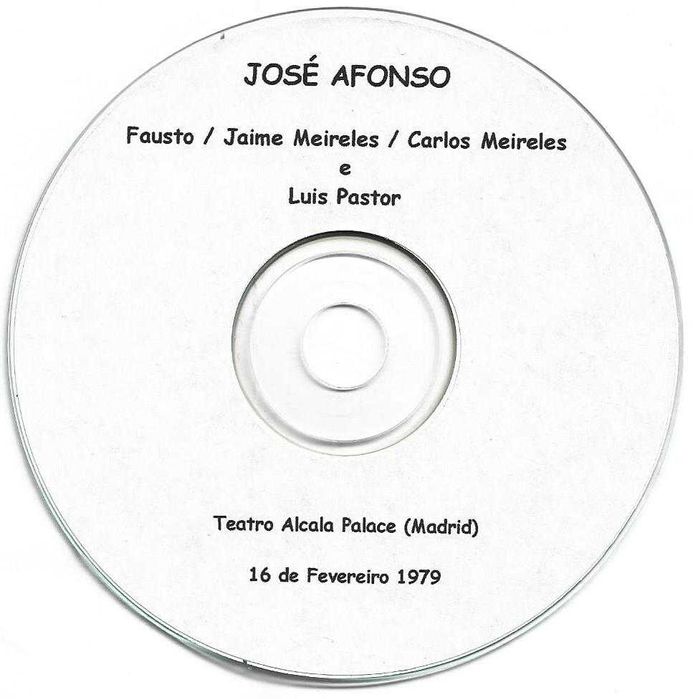 José Afonso	- - - - -		Concerto no Teatro Alcala Palace	- - - - -	CD