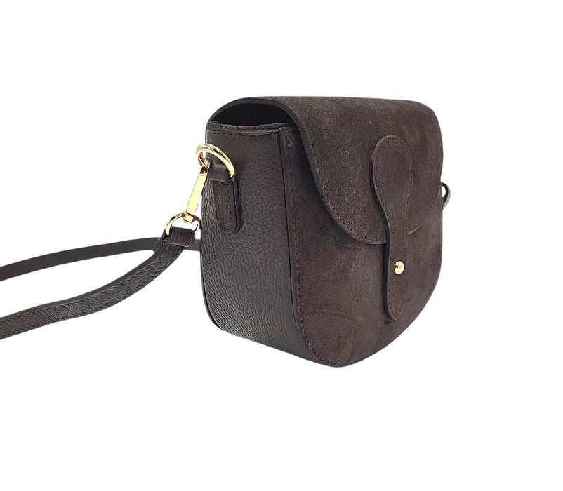 Listonoszka Laura Biaggi skórzana brąz czekolada zamsz