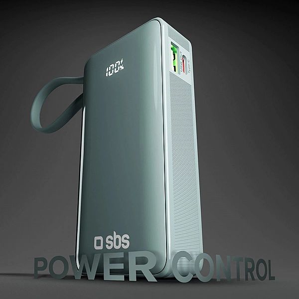 Powerbank SBS 10000 mAh 20W z wbudowanym kablem USB-C i wyświetlaczem