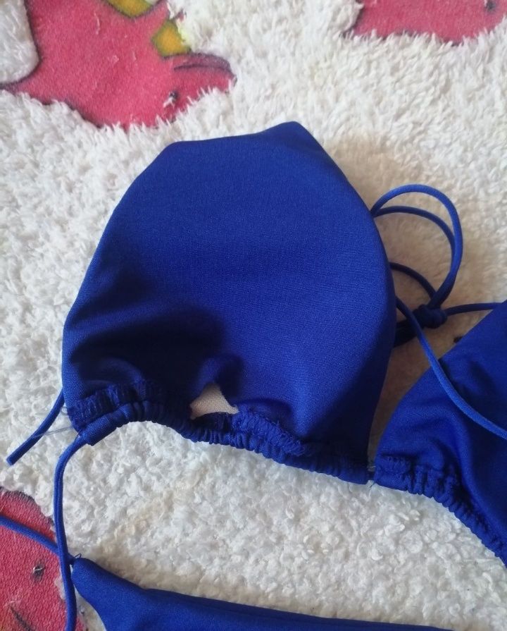 Niebieski kostium kąpielowy bikini stringi sml