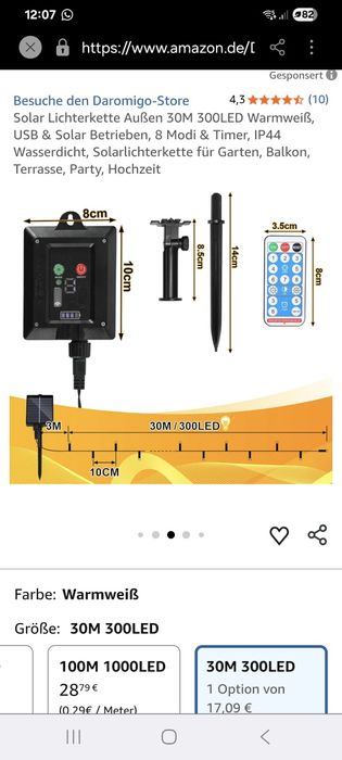 Painel solar de luzes