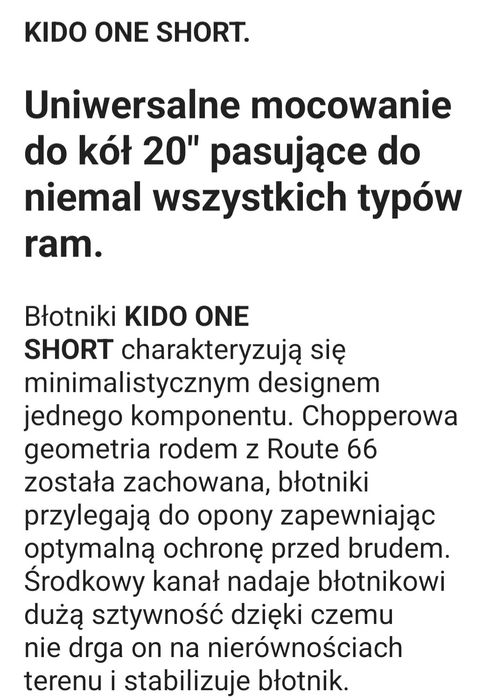 Błotniki Kido Simpla 20" Nowe