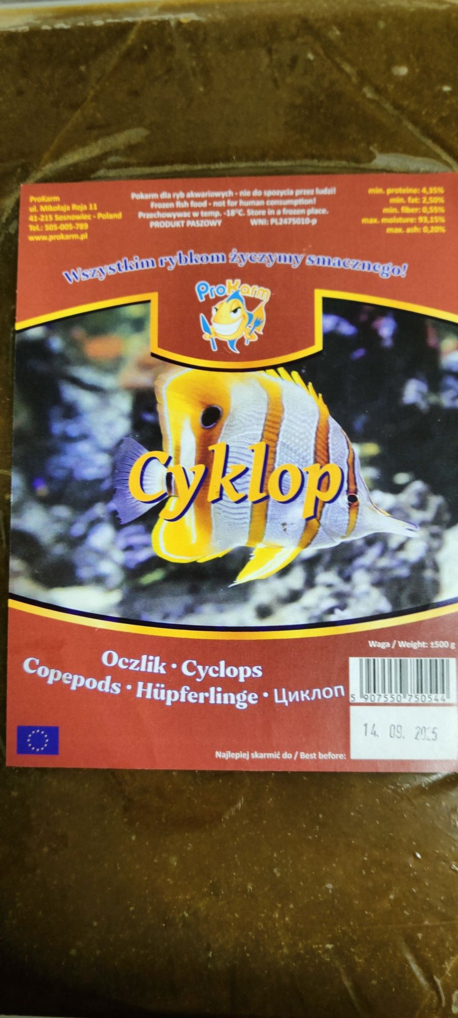 Pokarm mrożony: artemia,wodzień,ochotka,cyklop,plan. czerwony,lasonogi
