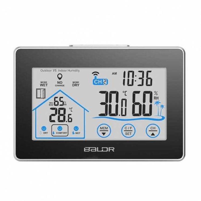 Цифрова метеостанція  Метеостанция с выносным датчиком  белая