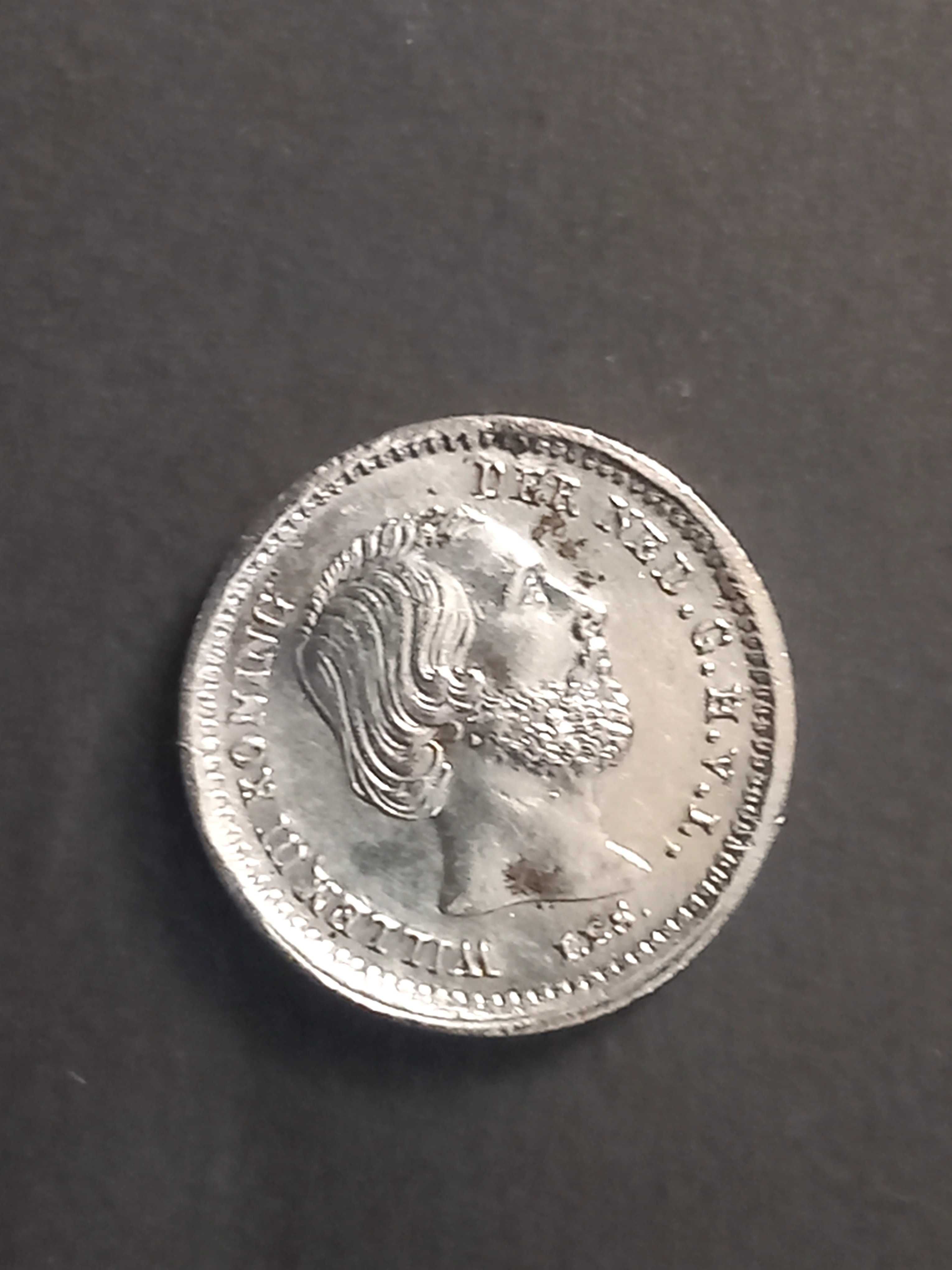 Moda de prata Holanda 5 cents ano 1850 de prata