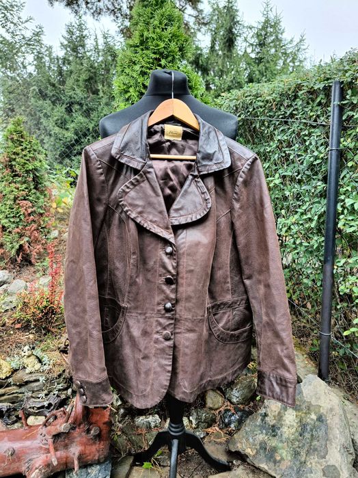 Etam skórzana kurtka z kołnierzem vintage M/L