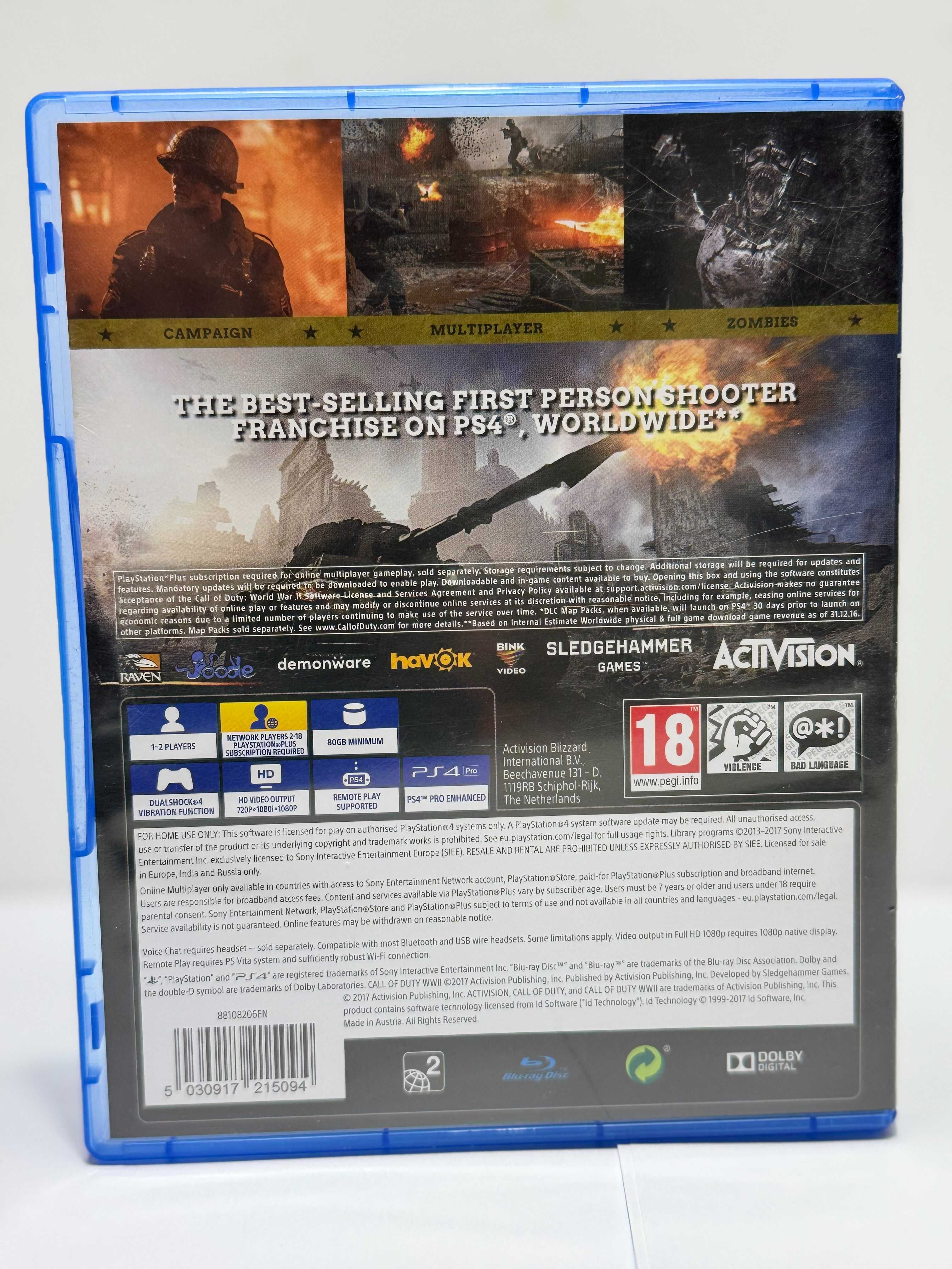 Gra Call of Duty WWII na PS4 Playstation 4, ENG wersja, bdb stan!