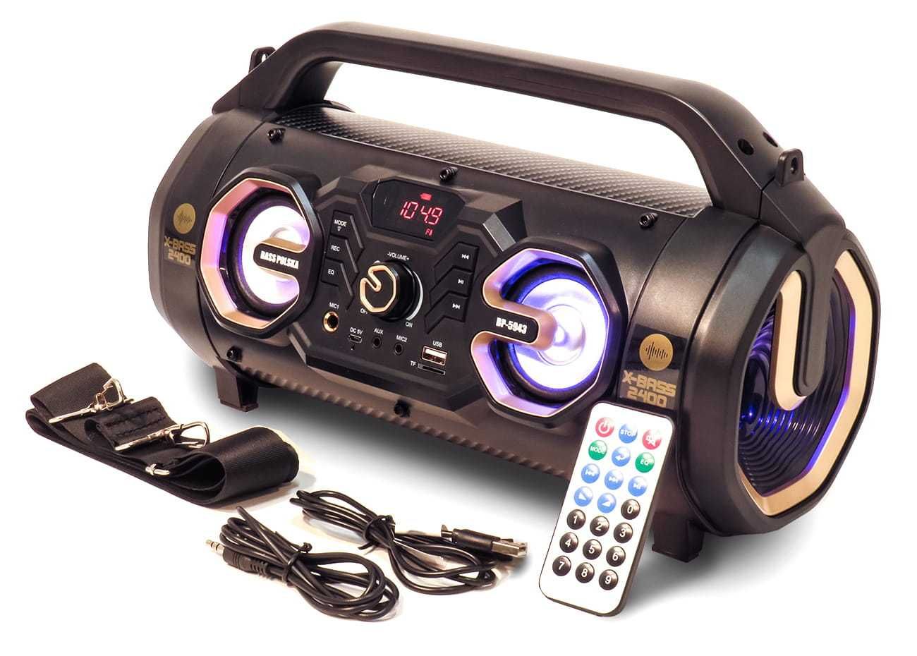 BASS POLSKA Boombox Tuba Radio Mp3 Usb Wieża Głośnik Bluetooth