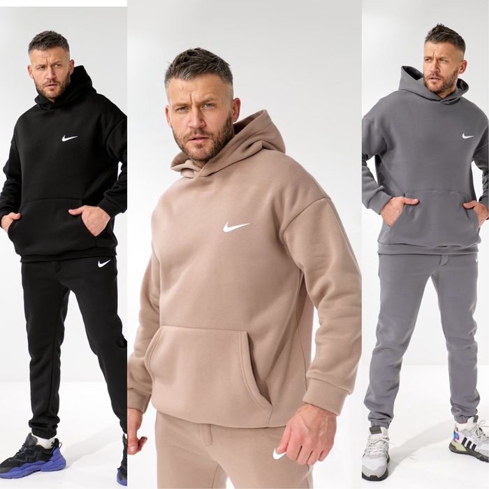 Чоловічий зимовий костюм NIKE 48-54 чорний худі і штани кофта джогери
