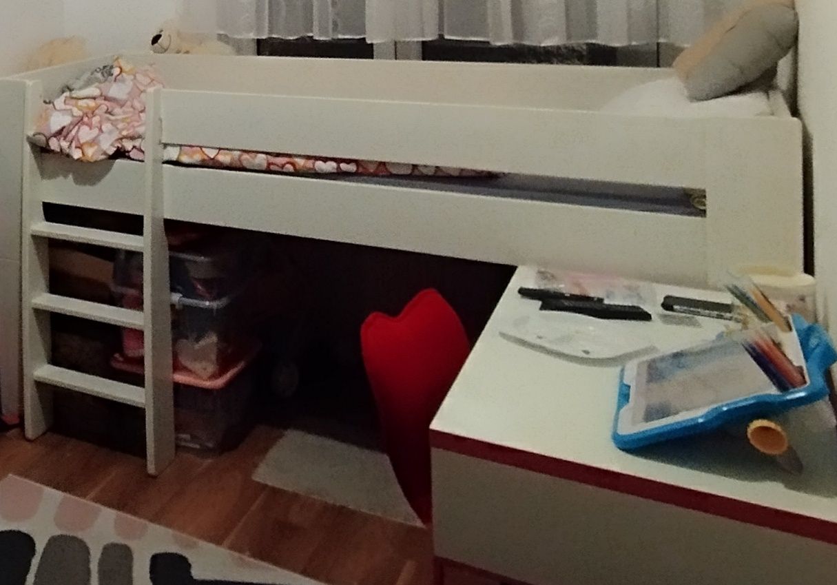 Ikea białe łóżko 2w1 antresola z materacem 90cm