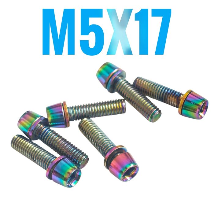 ŚRUBY 6 szt. M5x17 mostek śruby do mostka rower kolorowe oil slick