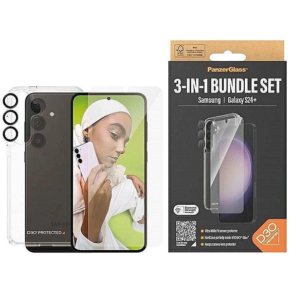 Zestaw PanzerGlass Bundle 3in1 etui przezroczyste + folia + osłona apa