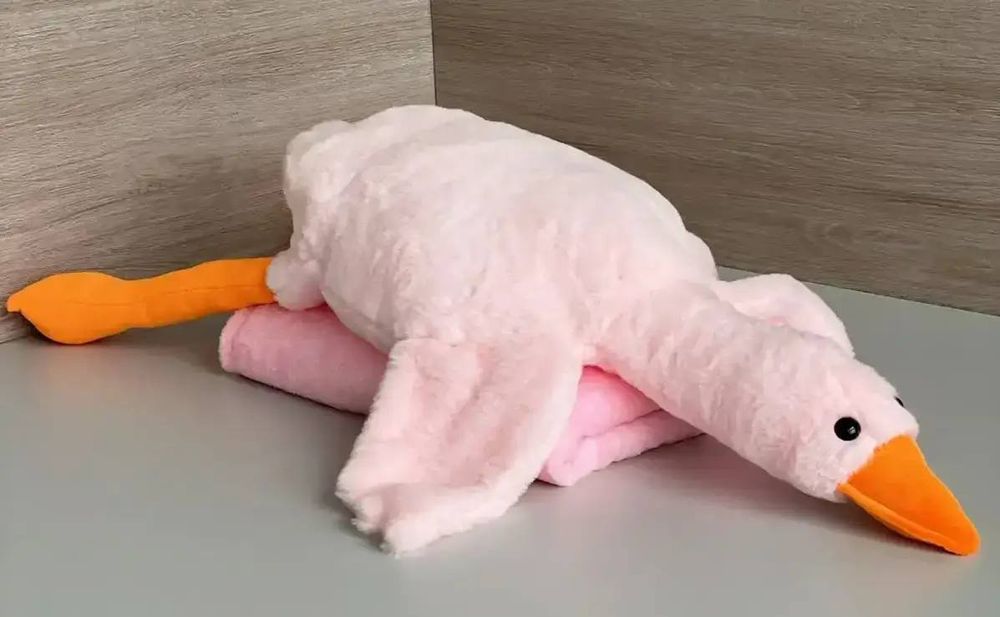 М'яка іграшка гусь обнімусь 90см, Іграшка 3в1, Іграшка-плед і подушка